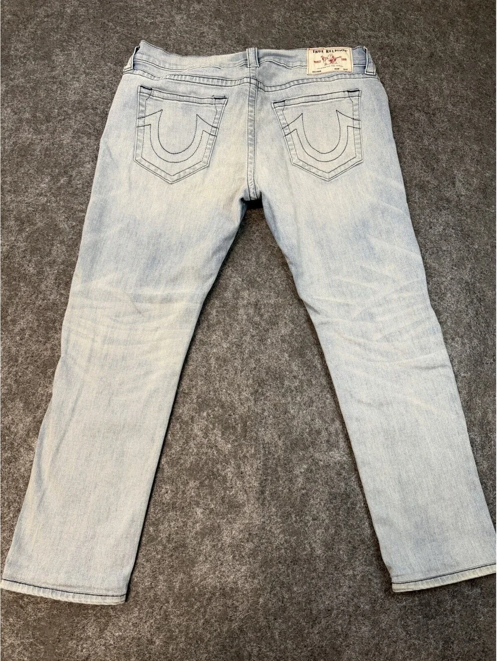 True Religion Rocco Relaxed Skinny Jeans Men’s 38x27 Light Wash Stretch Denim